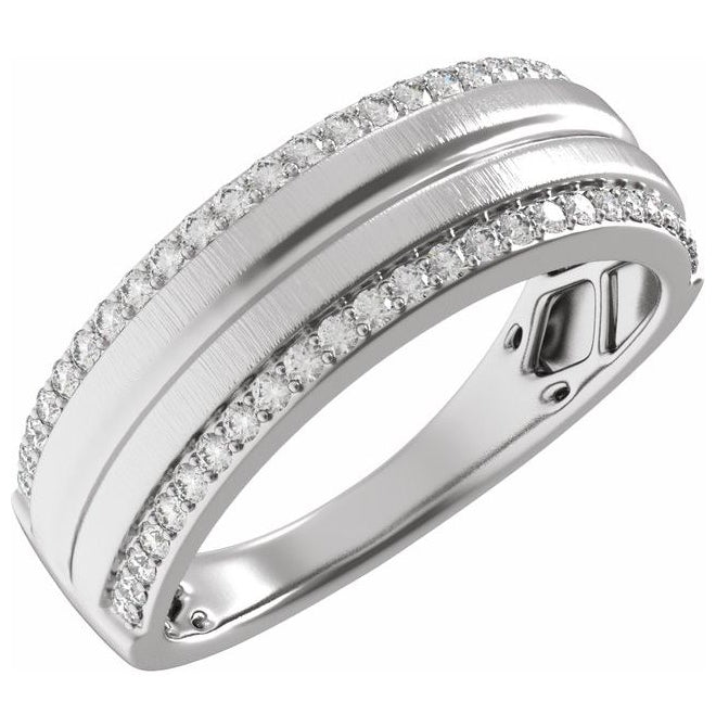 14K Yellow Or White Gold Round 1.3 Mm Polished 1/2 Ctw Lab Grown Diamond Half Round Accented Tapered Band