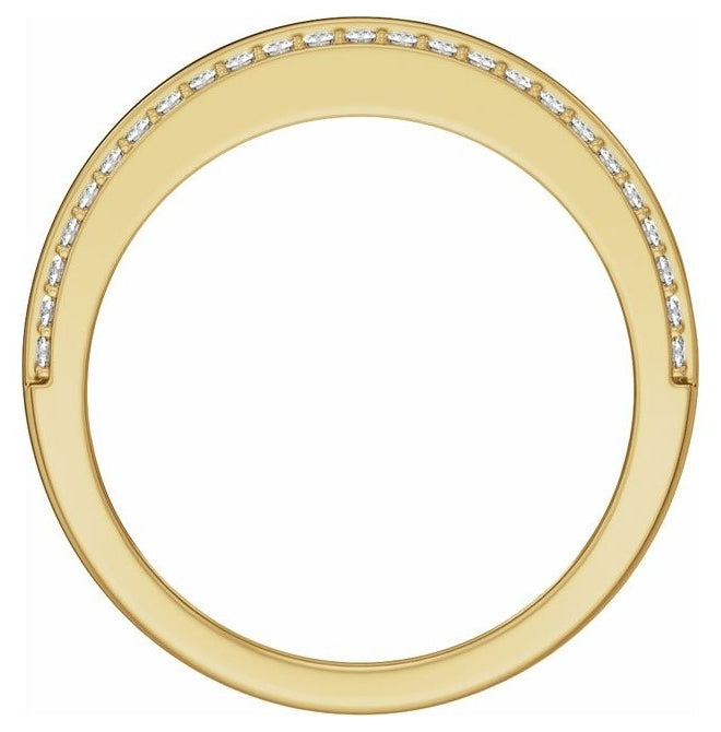 14K Yellow Or White Gold Round 1.3 Mm Polished 1/2 Ctw Lab Grown Diamond Half Round Accented Tapered Band