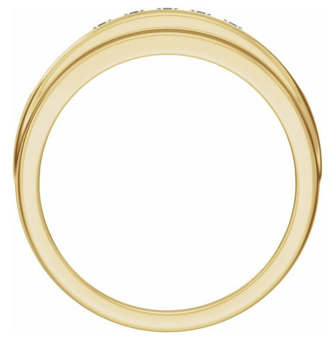14K Yellow Or White Gold Square 2.4 X 2.4 Mm Polished 1/2 Ctw Natural Diamond Stepped Accented Tapered Band