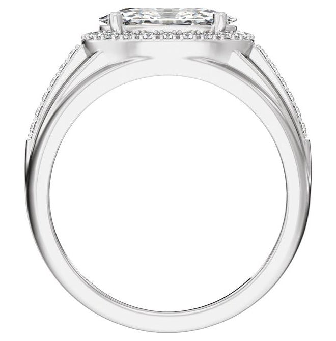 14K Yellow Or White Gold Oval 11 X 5.5 Mm Polished 1 3/4 Ctw Lab Grown Diamond Halo Tapered Band With Accents