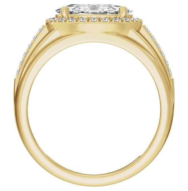 14K Yellow Or White Gold Oval 11 X 5.5 Mm Polished 1 3/4 Ctw Lab Grown Diamond Halo Tapered Band With Accents