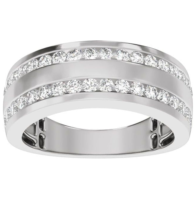 14K Yellow Or White Gold Round 1.7 Mm Polished 3/4 Ctw Lab Grown Diamond Half Round Accented Tapered Band