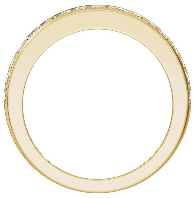 14K Yellow Or White Gold Round 1.7 Mm Polished 3/4 Ctw Lab Grown Diamond Half Round Accented Tapered Band