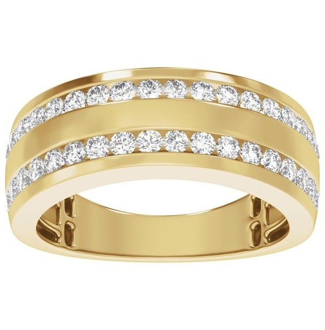 14K Yellow Or White Gold Round 1.7 Mm Polished 3/4 Ctw Lab Grown Diamond Half Round Accented Tapered Band