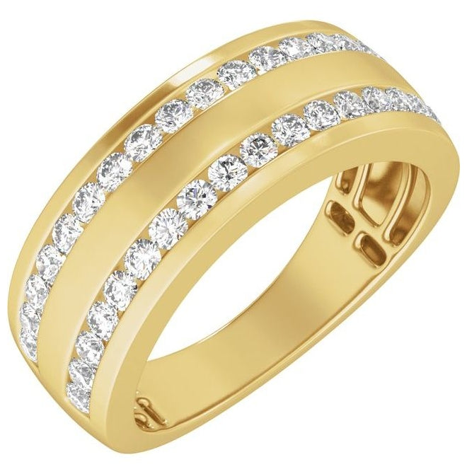 14K Yellow Or White Gold Round 1.7 Mm Polished 3/4 Ctw Lab Grown Diamond Half Round Accented Tapered Band