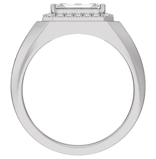 14K Yellow Or White Gold Emerald 9.4 X 4.7 Mm Polished 1 3/4 Ctw Lab Grown Diamond Halo Band With Accents
