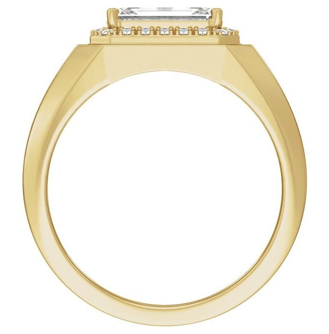 14K Yellow Or White Gold Emerald 9.4 X 4.7 Mm Polished 1 3/4 Ctw Lab Grown Diamond Halo Band With Accents