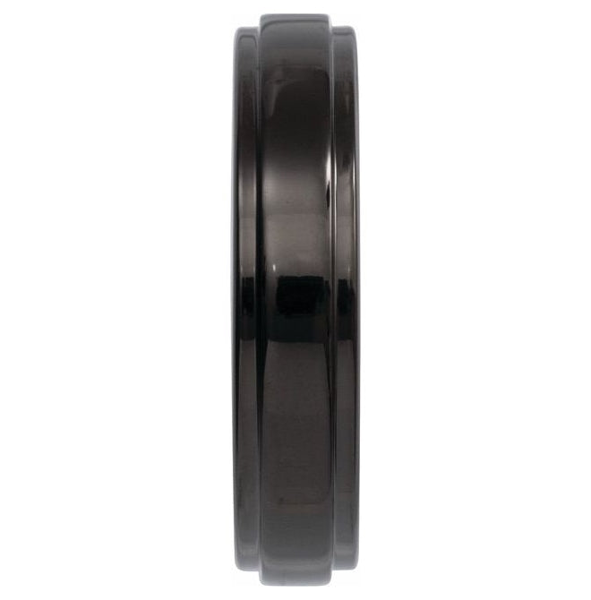 Tungsten Polished Stepped-Edge Comfort-Fit Flat Band