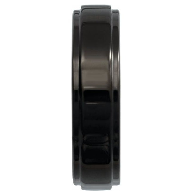 Tungsten Polished Stepped-Edge Comfort-Fit Flat Band