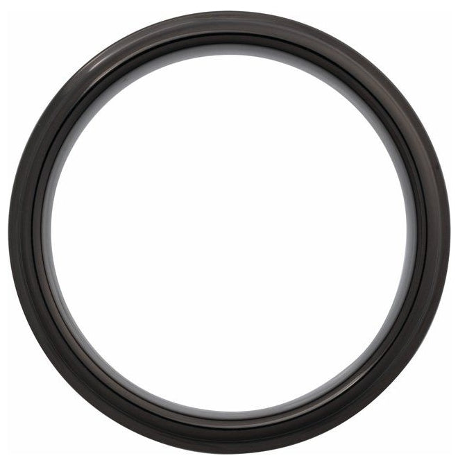 Tungsten Polished Stepped-Edge Comfort-Fit Flat Band