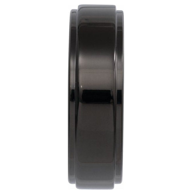 Tungsten Polished Stepped-Edge Comfort-Fit Flat Band