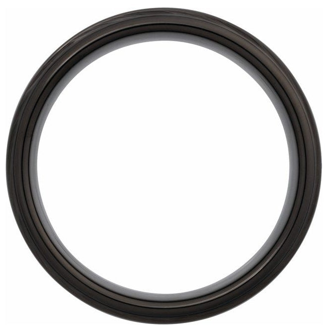 Tungsten Polished Stepped-Edge Comfort-Fit Flat Band