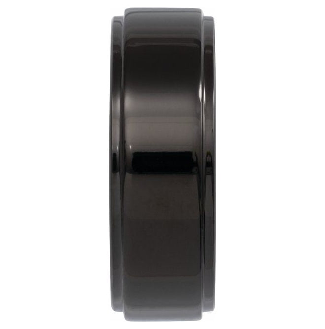 Tungsten Polished Stepped-Edge Comfort-Fit Flat Band