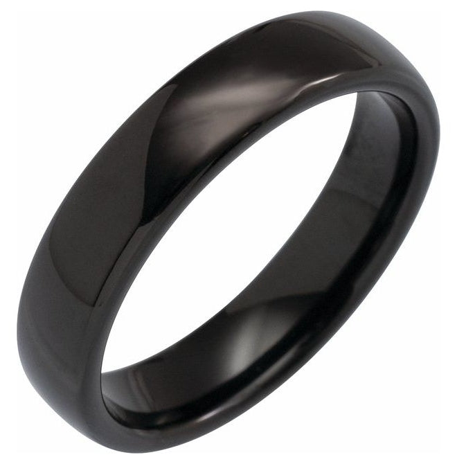 Black Tungsten Comfort-Fit Half Round Band