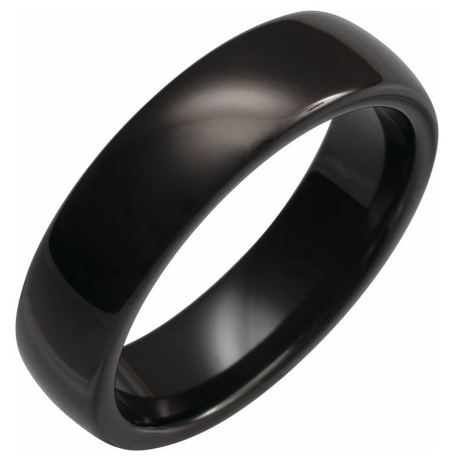 Black Tungsten Comfort-Fit Half Round Band