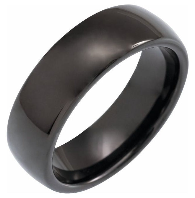 Black Tungsten Comfort-Fit Half Round Band