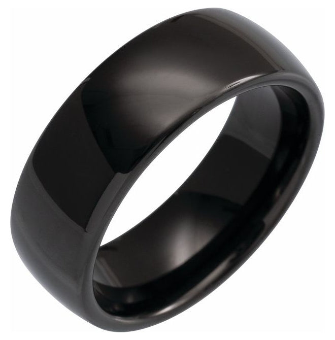 Black Tungsten Comfort-Fit Half Round Band