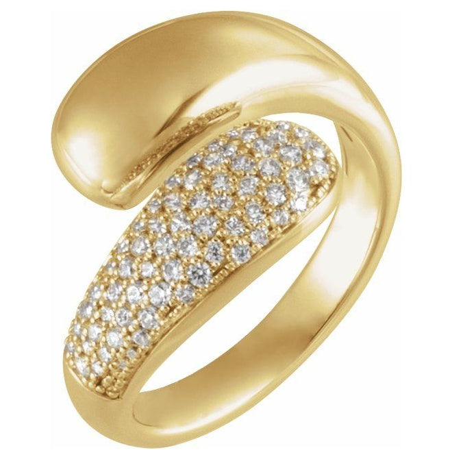 14K Yellow Or White Gold Round 1.4 Mm Polished 1/2 Ctw Lab-Grown Diamond Pave Bypass Ring