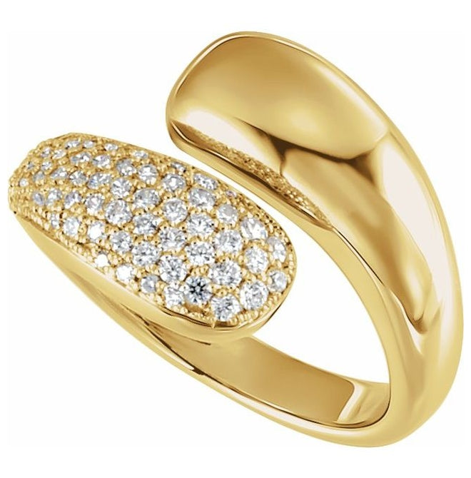 14K Yellow Or White Gold Round 1.4 Mm Polished 1/2 Ctw Lab-Grown Diamond Pave Bypass Ring