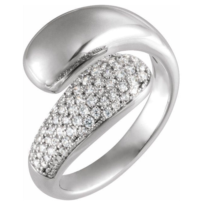 14K Yellow Or White Gold Round 1.4 Mm Polished 1/2 Ctw Lab-Grown Diamond Pave Bypass Ring