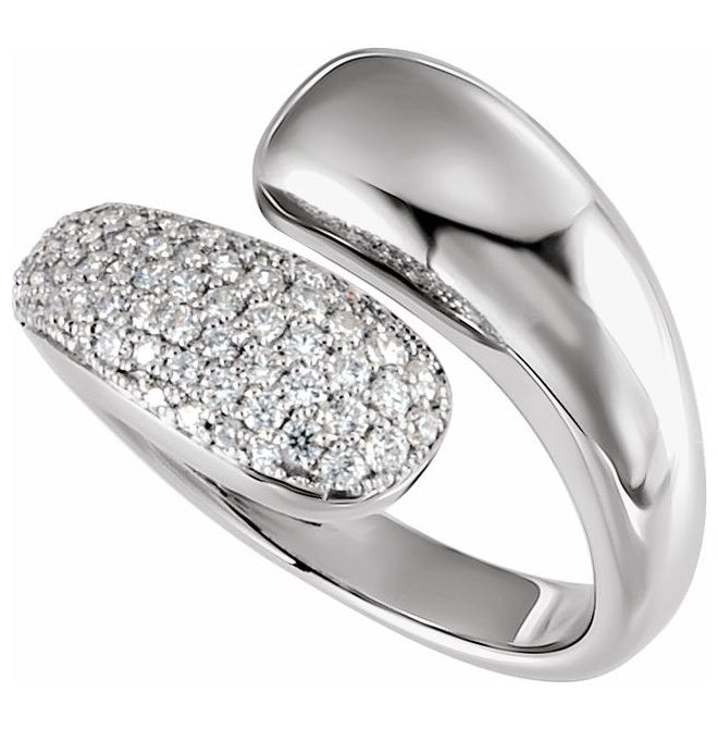 14K Yellow Or White Gold Round 1.4 Mm Polished 1/2 Ctw Lab-Grown Diamond Pave Bypass Ring