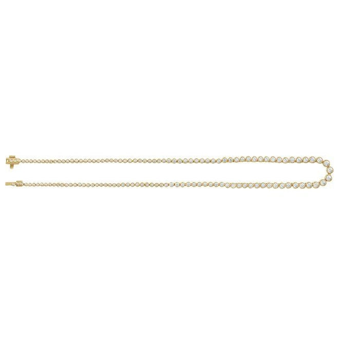 14K Yellow Or White Gold Round 3.3Mm Vs, F+ 16 In Polished 1/5 Ctw Lab Grown Diamond Bezel Necklace