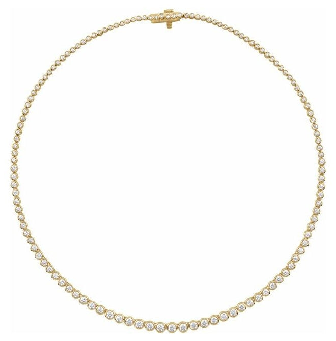 14K Yellow Or White Gold Round 3.3Mm Vs, F+ 16 In Polished 1/5 Ctw Lab Grown Diamond Bezel Necklace