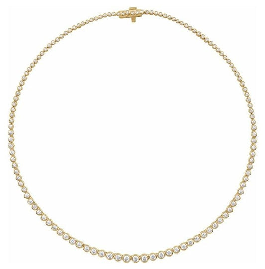14K Yellow Or White Gold Round 3.3Mm Vs, F+ 16 In Polished 1/5 Ctw Lab Grown Diamond Bezel Necklace
