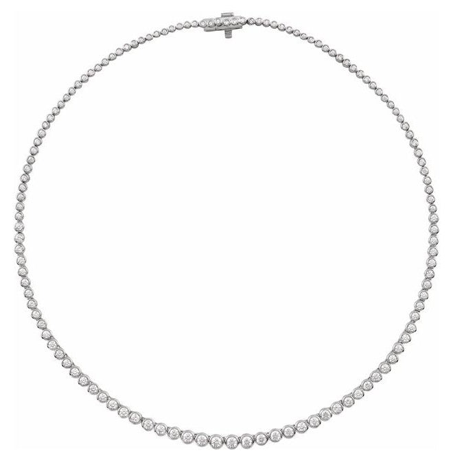 14K Yellow Or White Gold Round 3.3Mm Vs, F+ 16 In Polished 1/5 Ctw Lab Grown Diamond Bezel Necklace