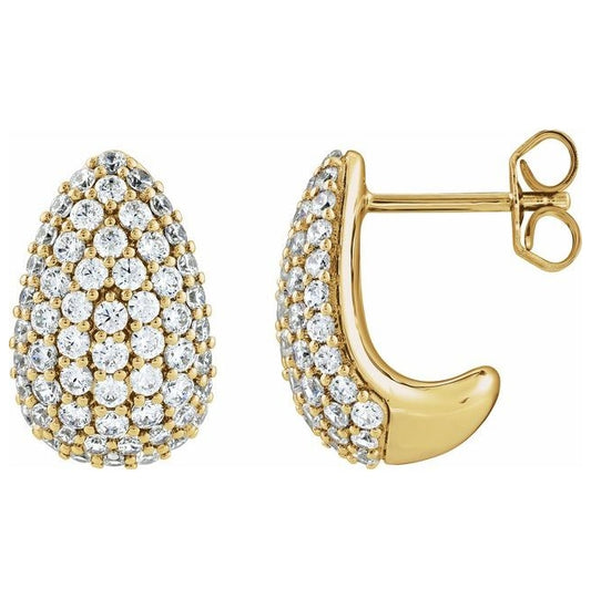 14K Yellow Or White Gold 15.2 X 9.7 Mm .8 Mm  Round 1.6Mm Pair Friction Backs Polished Lab-Grown Diamond Teardrop Pave Earrings