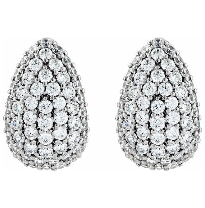 14K Yellow Or White Gold 15.2 X 9.7 Mm .8 Mm  Round 1.6Mm Pair Friction Backs Polished Lab-Grown Diamond Teardrop Pave Earrings