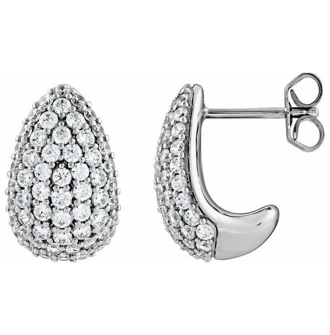 14K Yellow Or White Gold 15.2 X 9.7 Mm .8 Mm  Round 1.6Mm Pair Friction Backs Polished Lab-Grown Diamond Teardrop Pave Earrings