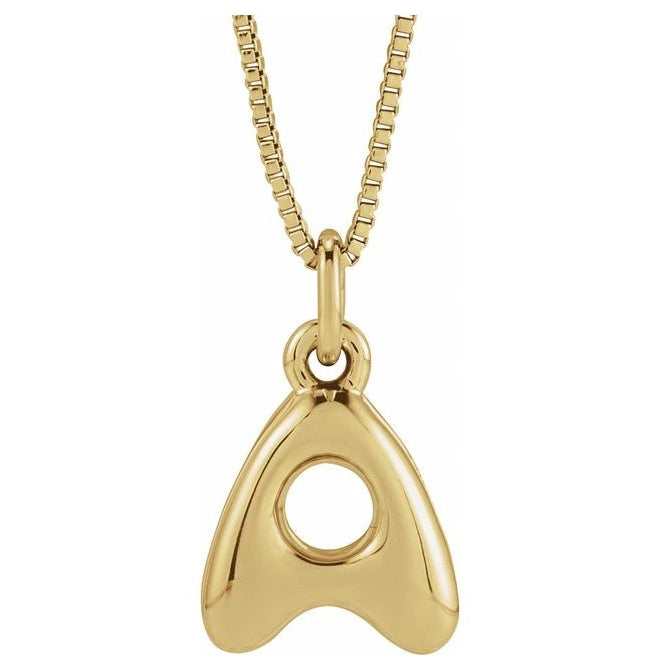 14K Yellow Or White Gold Or Sterling Silver Polished Bubble Initial 18" Necklace