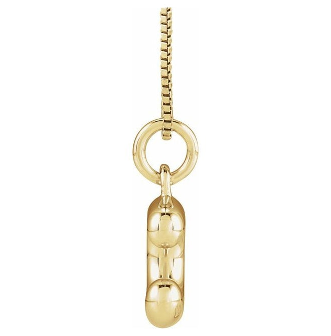 14K Yellow Or White Gold Or Sterling Silver Polished Bubble Initial 18" Necklace