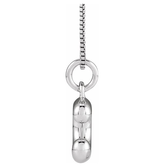 14K Yellow Or White Gold Or Sterling Silver Polished Bubble Initial 18" Necklace