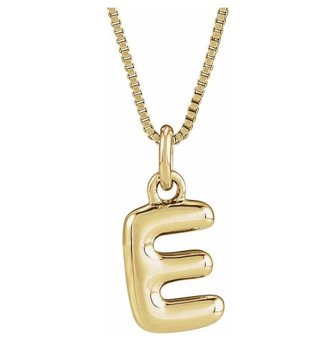 14K Yellow Or White Gold Or Sterling Silver Polished Bubble Initial 18" Necklace