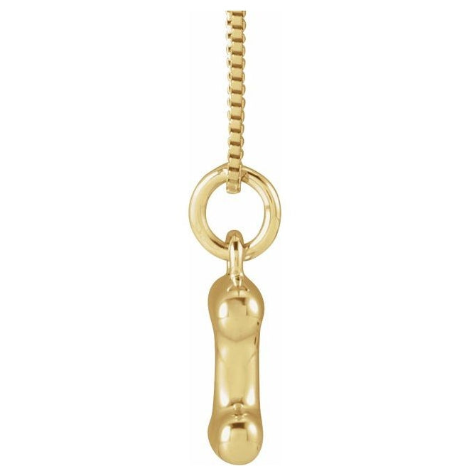14K Yellow Or White Gold Or Sterling Silver Polished Bubble Initial 18" Necklace