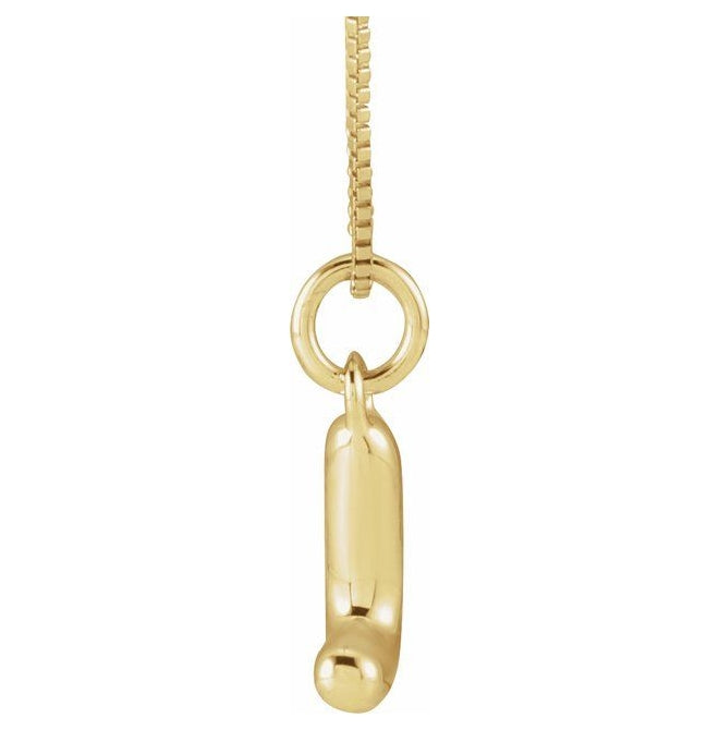 14K Yellow Or White Gold Or Sterling Silver Polished Bubble Initial 18" Necklace