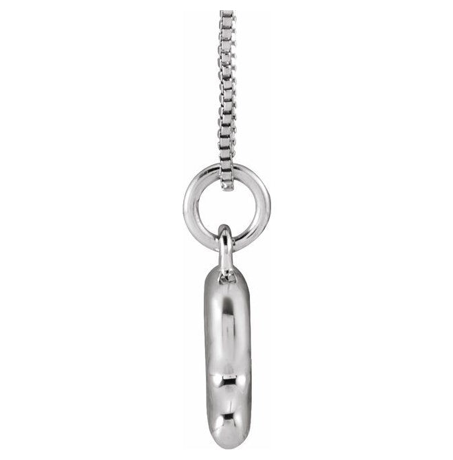 14K Yellow Or White Gold Or Sterling Silver Polished Bubble Initial 18" Necklace