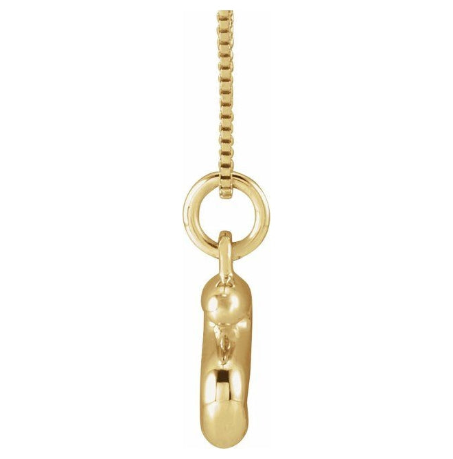 14K Yellow Or White Gold Or Sterling Silver Polished Bubble Initial 18" Necklace