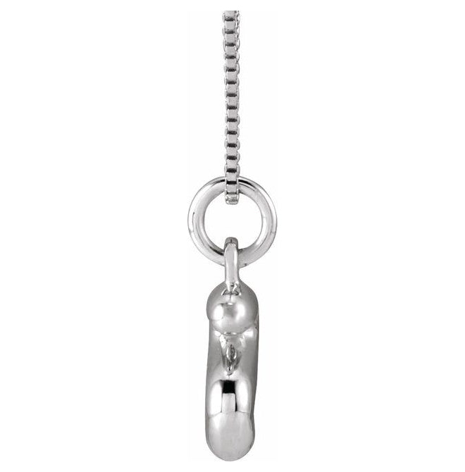 14K Yellow Or White Gold Or Sterling Silver Polished Bubble Initial 18" Necklace
