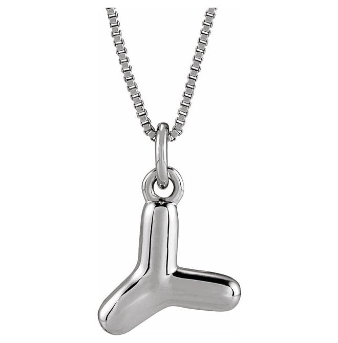 14K Yellow Or White Gold Or Sterling Silver Polished Bubble Initial 18" Necklace
