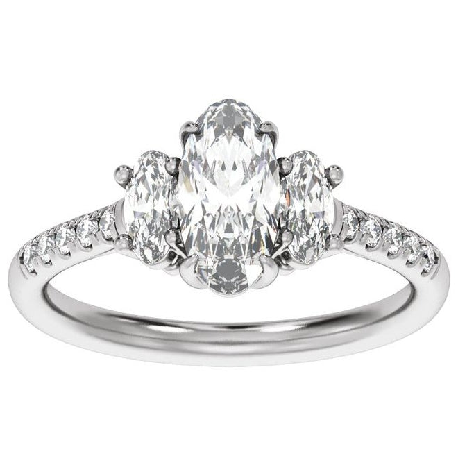 14K Yellow Or White Gold Oval 9.8 X 4.9 Mm Vs2, E-F  Polished 1 1/2 Ctw Lab-Grown Diamond Engagement Ring