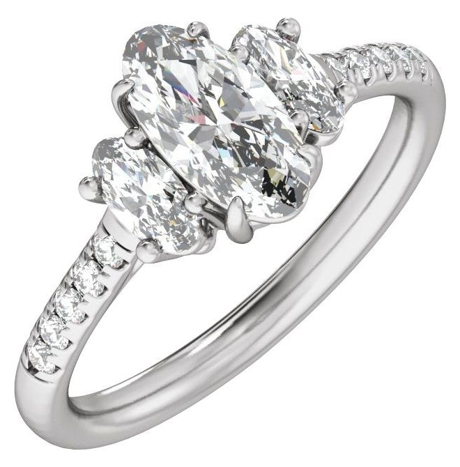 14K Yellow Or White Gold Oval 9.8 X 4.9 Mm Vs2, E-F  Polished 1 1/2 Ctw Lab-Grown Diamond Engagement Ring