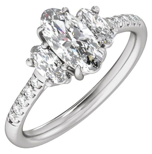 14K Yellow Or White Gold Oval 9.8 X 4.9 Mm Vs2, E-F  Polished 1 1/2 Ctw Lab-Grown Diamond Engagement Ring