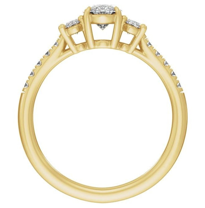 14K Yellow Or White Gold Oval 9.8 X 4.9 Mm Vs2, E-F  Polished 1 1/2 Ctw Lab-Grown Diamond Engagement Ring