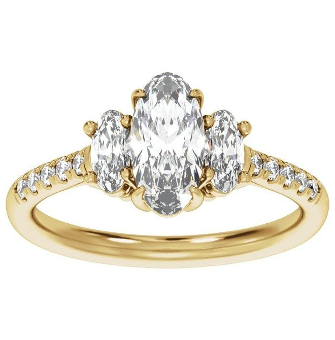 14K Yellow Or White Gold Oval 9.8 X 4.9 Mm Vs2, E-F  Polished 1 1/2 Ctw Lab-Grown Diamond Engagement Ring