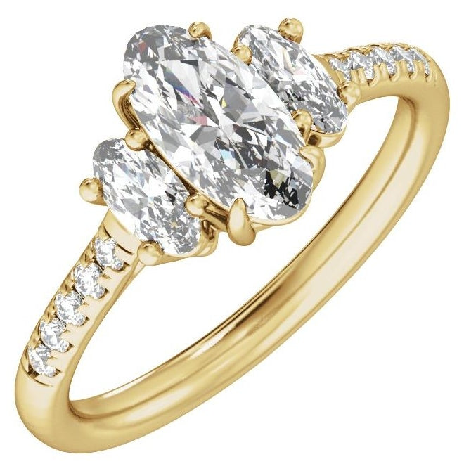 14K Yellow Or White Gold Oval 9.8 X 4.9 Mm Vs2, E-F  Polished 1 1/2 Ctw Lab-Grown Diamond Engagement Ring
