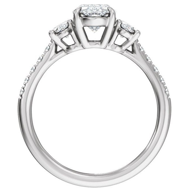 14K White Gold Oval 12.1 X 6.05 Mm Vs2, E-F  Polished 2 3/4 Ctw Lab-Grown Diamond Engagement Ring Size 7