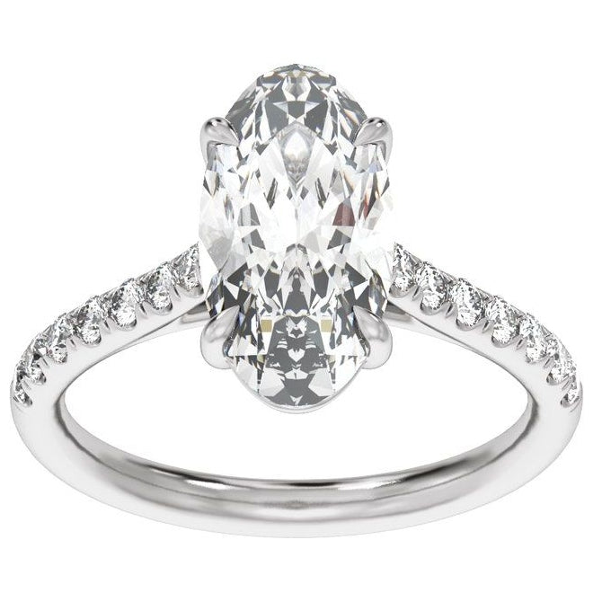 14K Yellow Or White Gold Oval 9.8 X 4.9 Mm Vs2, E-F Polished 1 1/3 Ctw Lab-Grown Diamond Engagement Ring Size 7